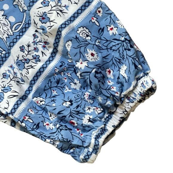 R. Vivimos blue and white floral long elastic sleeve Dress, tassel closure, Sz S - Picture 8 of 13